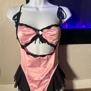 Sugar Thrillz Pink & Black Bodysuit
